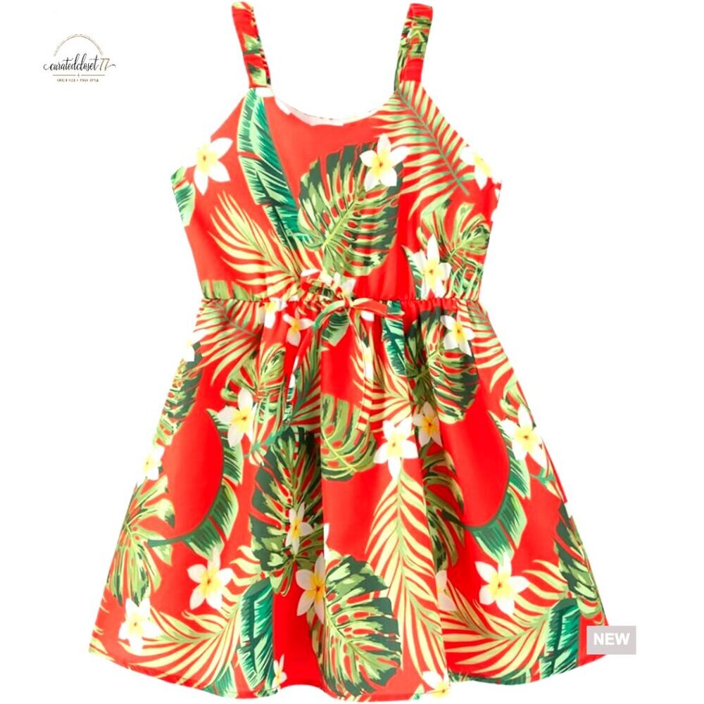 Girls Floral Spaghetti Strap Sundress Size 2T-5T Summer Casual Dress